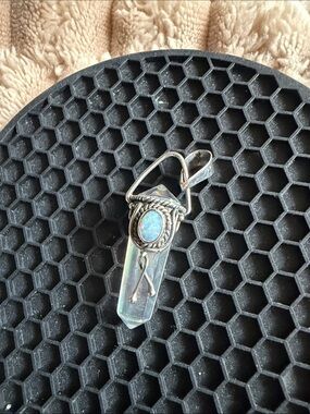 Opal & Quartz in Sterling Silver Setting Pendant